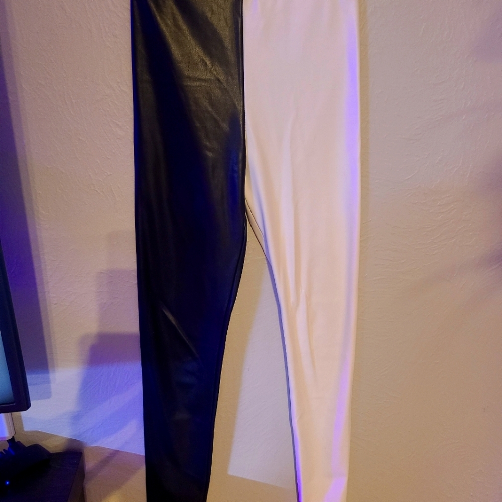 Two Tone faux leather leggings